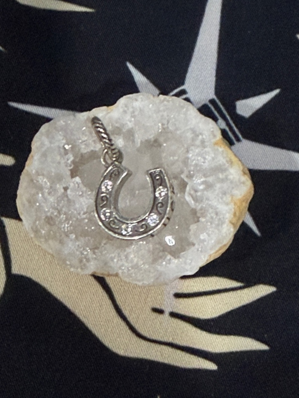 🍀 BRIGHTON silver 'Good Luck' charm/pendant with clear crystals 🍀